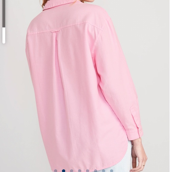 NWT OLD NAVY Oversized Button-Down Boyfriend Shirt  Pink TranceMEDIUM - Picture 3 of 5
